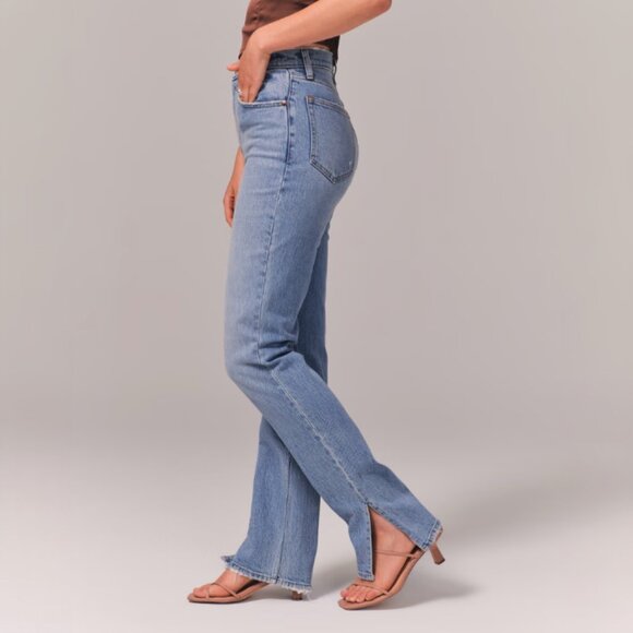 Abercrombie & Fitch High Rise 90s Relaxed Split Hem Jeans - Picture 9 of 9
